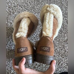 UGG Brown Shearling Fold-Over Winter Boots